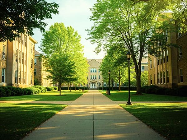 真夏のキャンパスの画像。