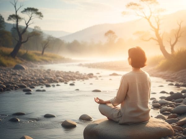 エゴを手放し「ただ、そうある」存在に立ち返る女性の画像。